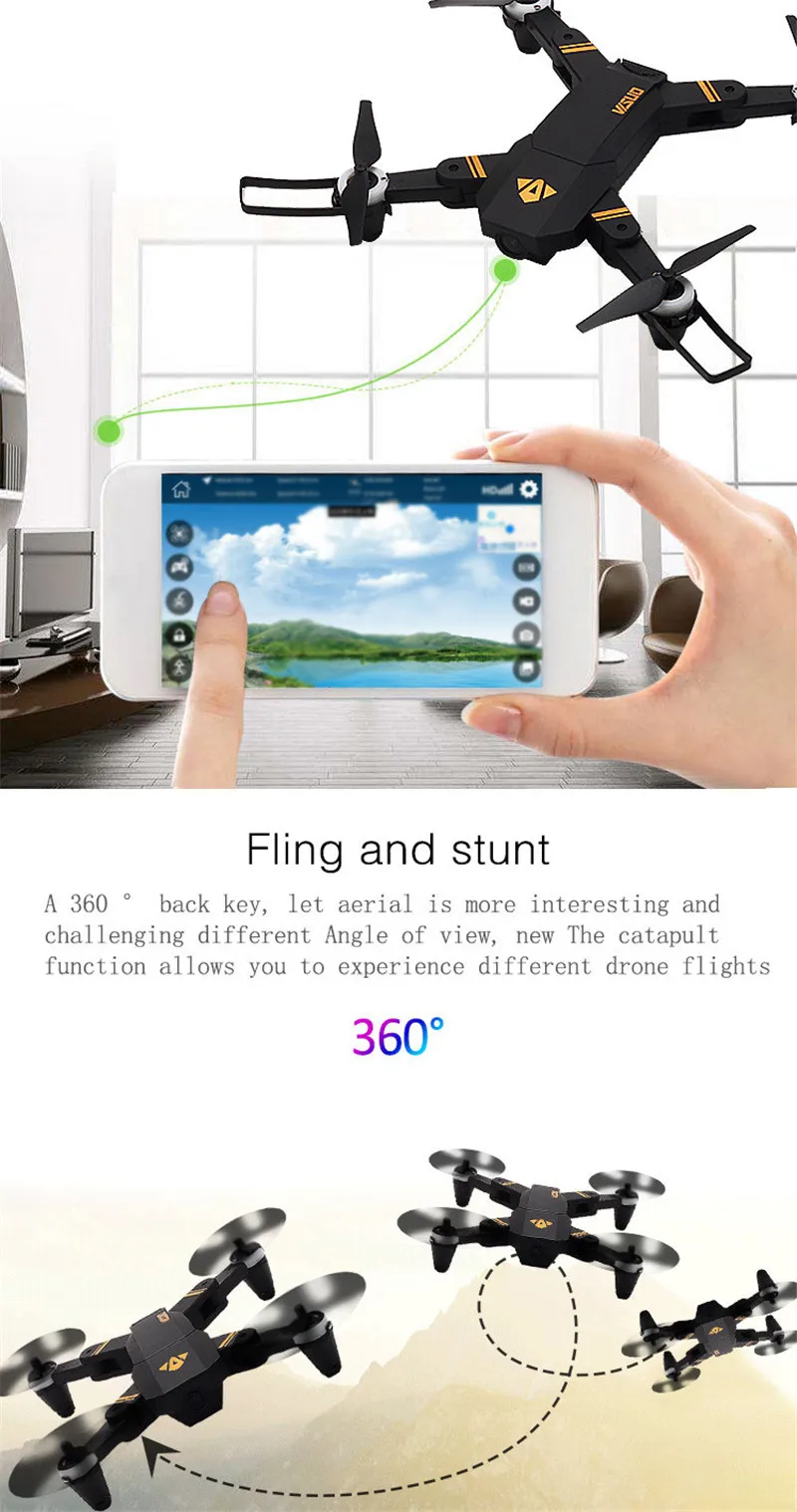 VISUO XS809MINI селфи Дрон с широким углом 2MP HD камера RC Дрон Профессиональный вертолет WiFi FPV RC Квадрокоптер VS XS809HW