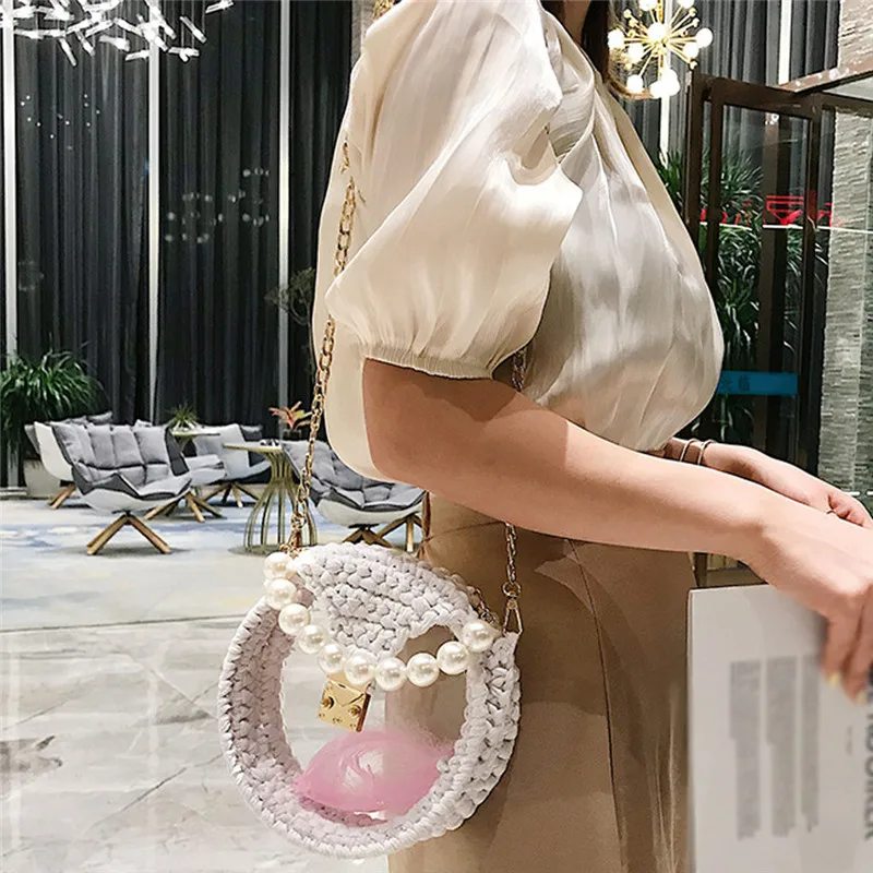 Женская плетеная круглая сумочка сделай сам миниатюрная сумка на цепочке Модный