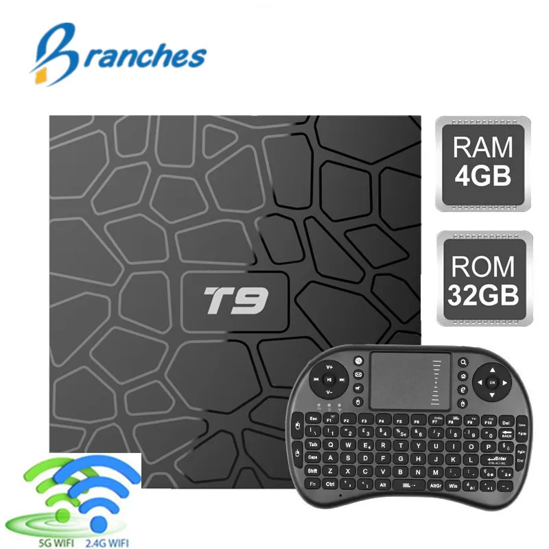 2020 T9 приставка для ТВ 4 Гб 64 Bluetooth 0 android 8 1 WI FI RK3328 ядра 4G 32G Смарт Декодер каналов