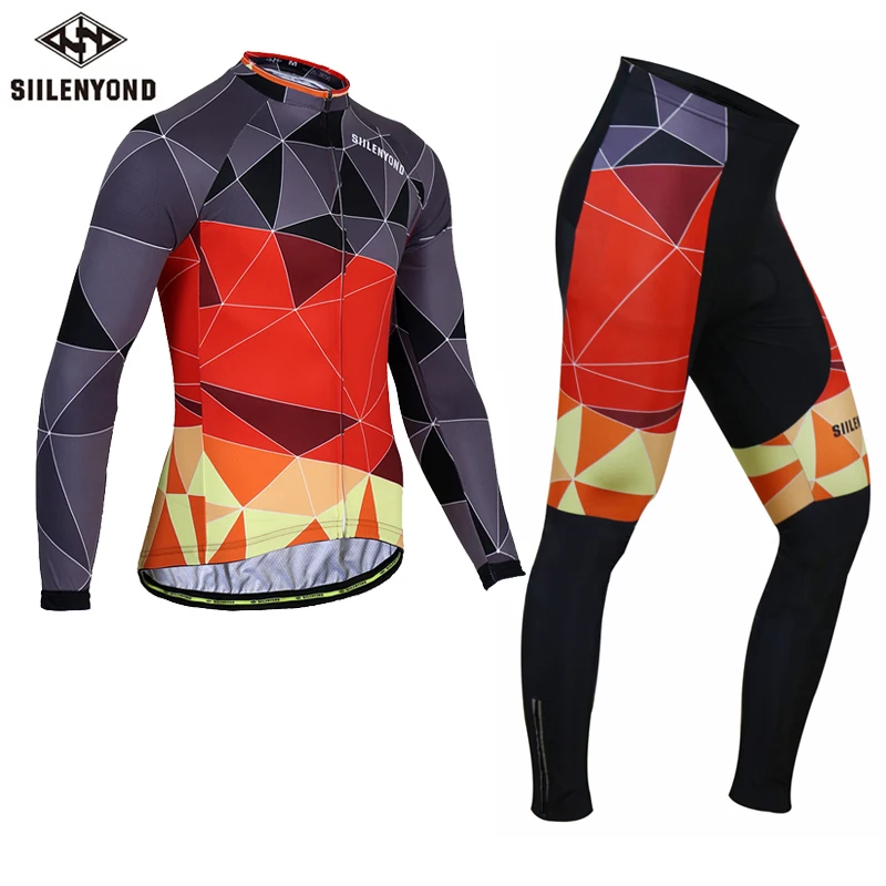 Cycling Set Siilenyond зима Pro сохраняет тепло Велоспорт Джерси наборы Быстросохнущий горный велосипед велосипедная одежда костюм гоночный велосипед одежда для мужчин - Цвет: Cycling Set
