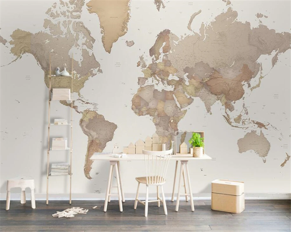 

Beibehang Custom wallpaper murals European minimalist retro world map background wall painting wallpaper for living room