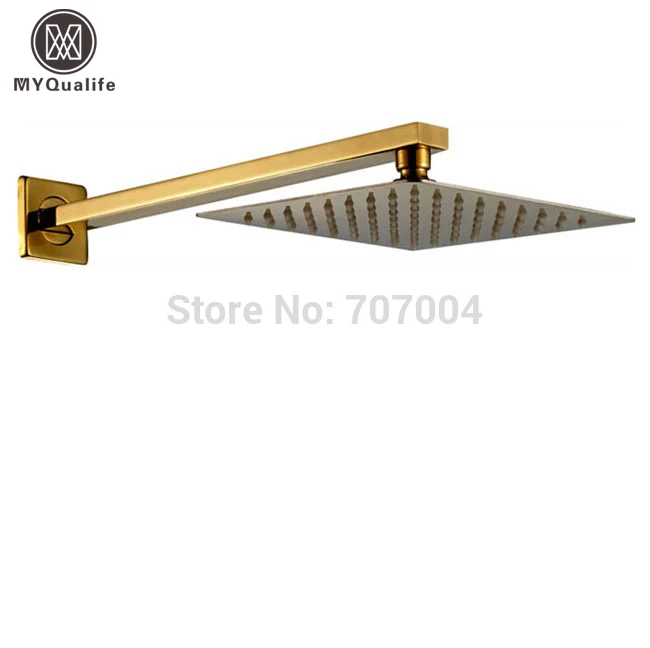 Роскошный золотой латуни 8 &quotдождевая ультратонкая Душевая насадка + настенное