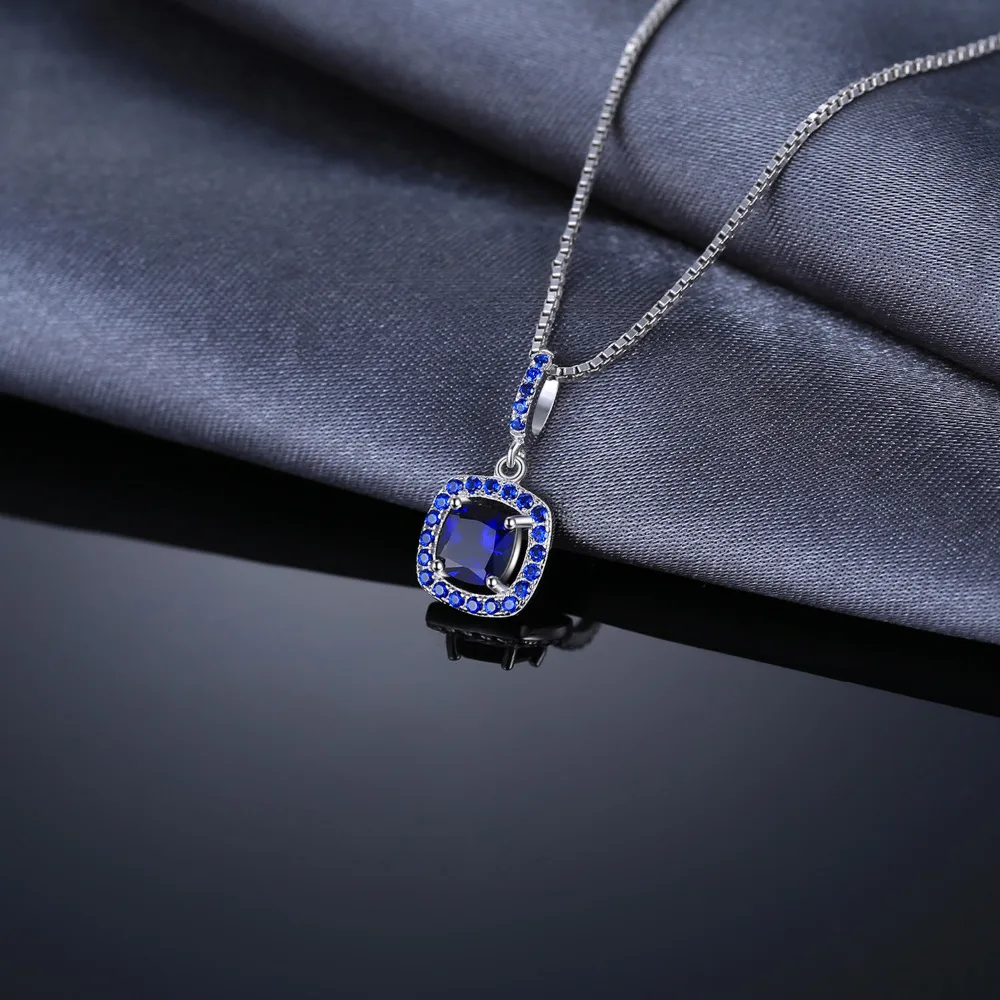 JewelryPalace Мода 1 96 карат квадратный создан сапфиры синий шпинель кулон 100% 925 пробы