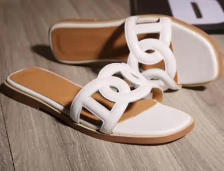 Шлепанцы женские кожаные сланцы пляжная обувь дизайнерские модные сандалии на