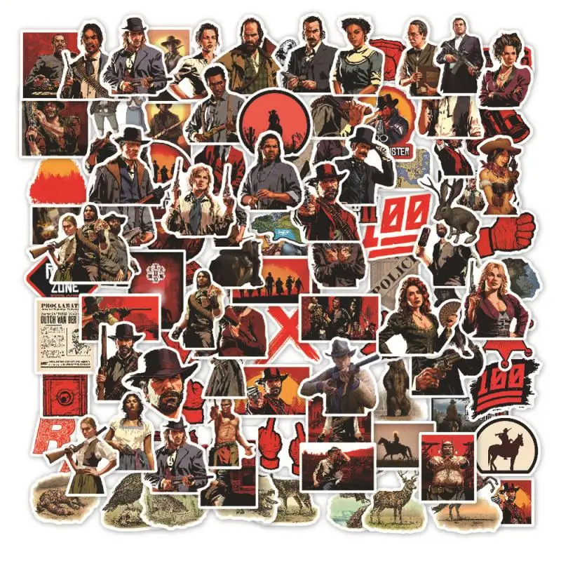 54 шт./лот граффити наклейка s Red Dead Redemption классные наклейки из игры Скрапбукинг гитара мото скейтборд ПВХ водонепроницаемая наклейка