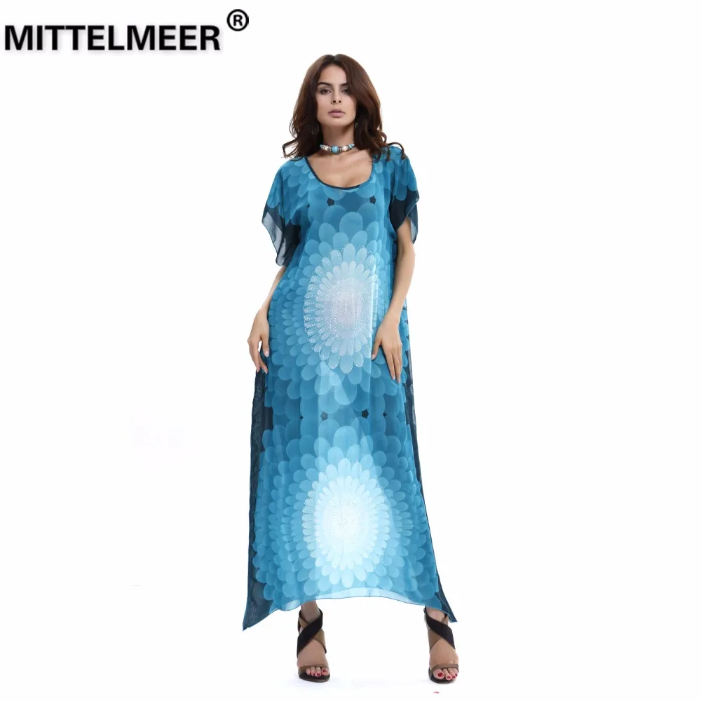 Mittelmeer Лето Винтаж большие цветы печати горячей бурения шифоновое платье Для