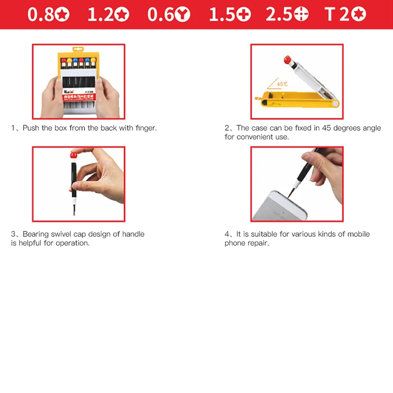 

6pcs Magnetic Mobile Phone Repair Screwdrive Kit Set Tough and Durable Torx Y-Type Phillips Type Hand Repair Tools for iPhone