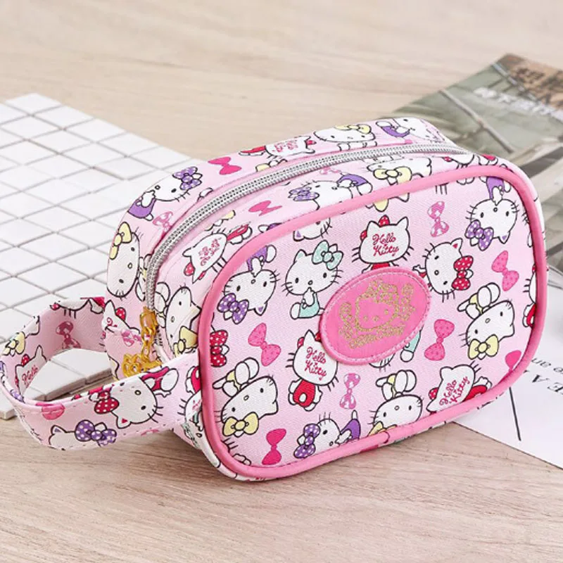 Hello kitty Женская сумка для девочек косметичка кошелек сумка с персонажем мультфильма сумка для леди мыть плюшевый Кошелек дорожный макияж Органайзер ванная комната - Цвет: White