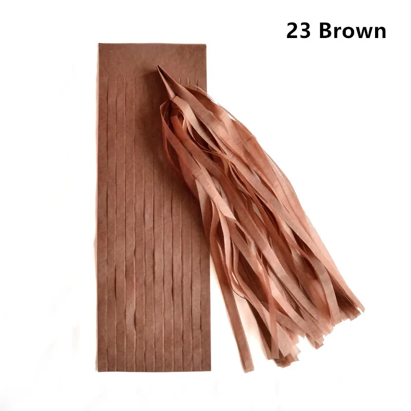 23 brown 5 шт. 14 дюймов гирлянда из папиросной бумаги с кистями для свадебного украшения Diy Висячие на день рождения Вечеринка Детский душ вечерние принадлежности 35 см - Цвет: 23 brown