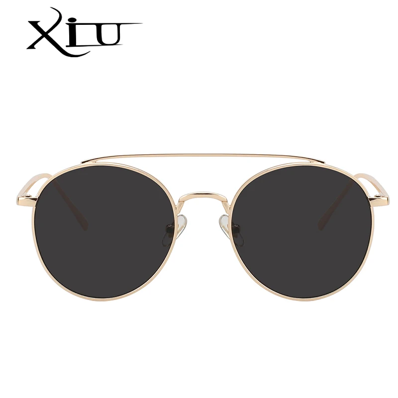 XIU sunglasses women twins beams metal high quality brand design fashion glasss retro pink mirror UV400 | Аксессуары для одежды