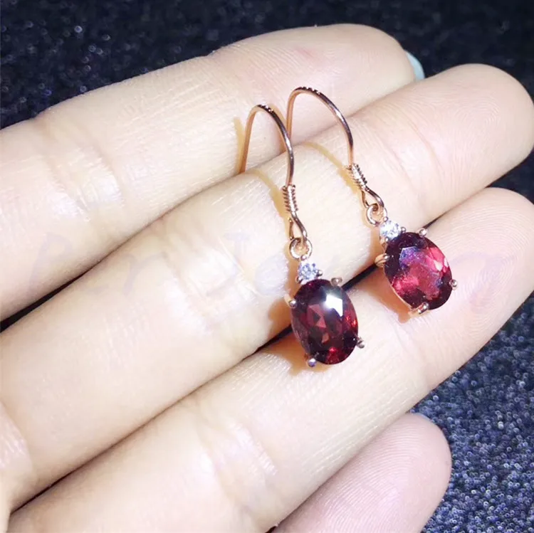Серьги-капли из натурального граната,, серьги из стерлингового серебра 925 пробы, хорошее ювелирное изделие карат* 2 шт, драгоценные камни T8051703