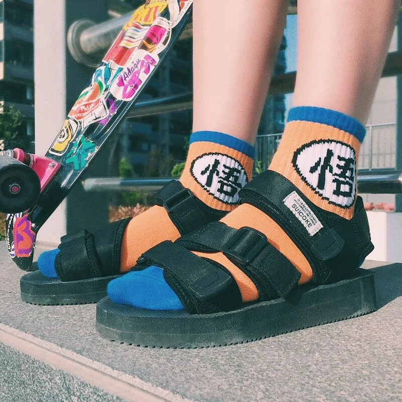 Для женщин Забавный мультфильм Dragon Ball скейтборд хлопковые носки Harajuku Сокс пара