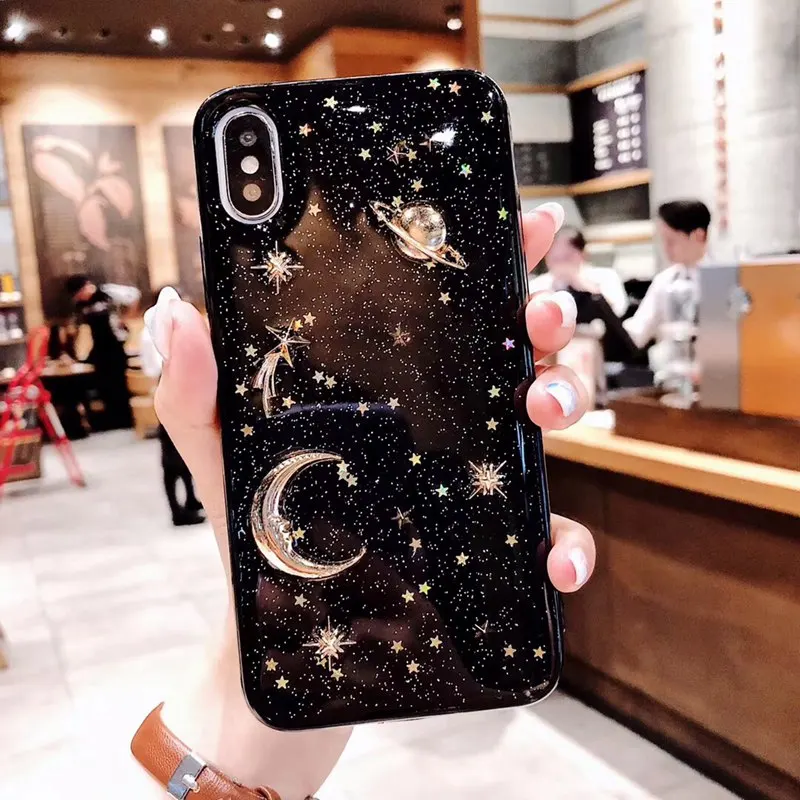 Роскошный симпатичный блестящий чехол для телефона iPhone 11 Pro X XR XS Max мягкий из ТПУ с