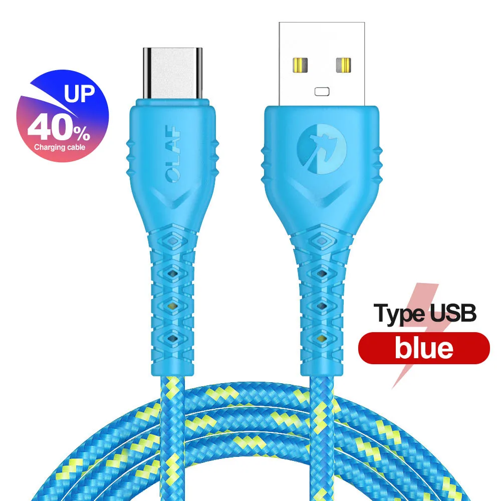 Blue OLAF 2.4A usb type c кабель 3 м для Xiaomi mi a2 mi 9 USB C кабель Быстрая зарядка для samsung S9 S8 A50 OnePlus 6t type-c usb-c кабель - Цвет: Blue