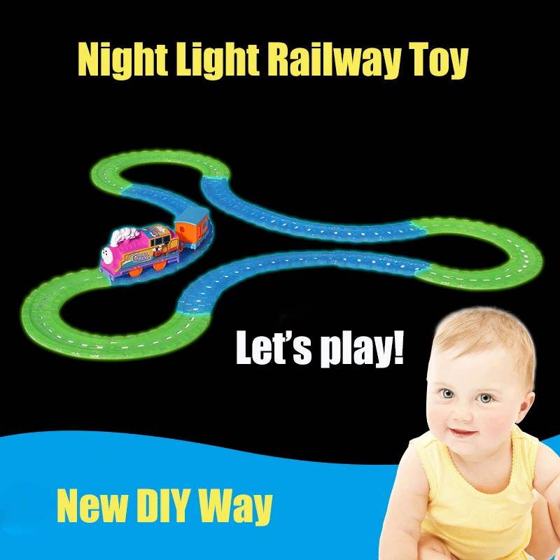 Ночник DIY Новые железнодорожные игрушки qumitoys поезд трек Электрический