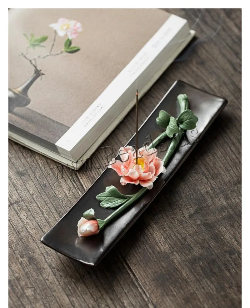 

Creative Flower Incense Sticks Holder Ceramic Incense Burner Portable Porcelain Censer Aromatherapy Furnace Use In Home Teahouse