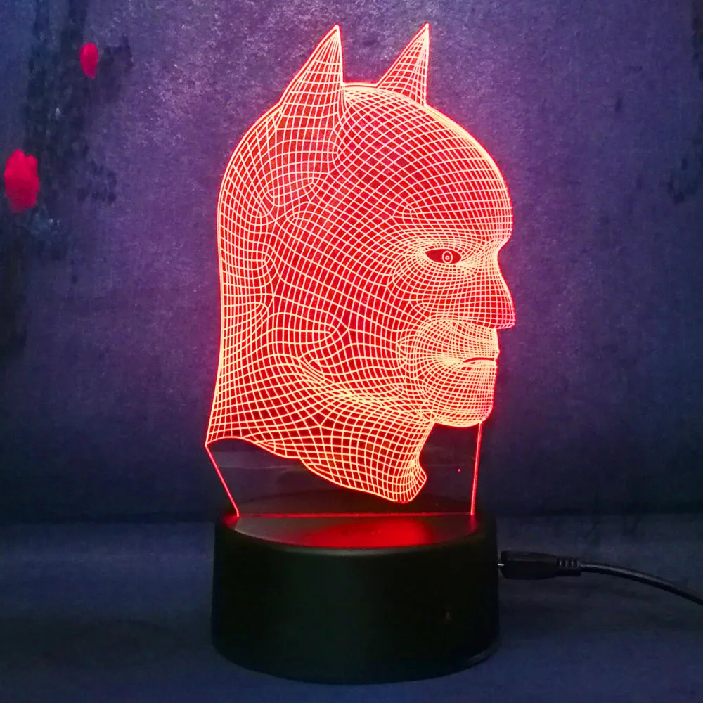 Мультяшный персонаж фигурка 3D LED Lampara Бэтмен ночник настольная лампа для детей