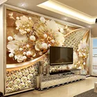 Самоклеящаяся настенная 3D Роспись, украшения, цветы, бриллианты, фотообои для гостиной, телевизора, дивана, водонепроницаемая настенная 3d-бумага