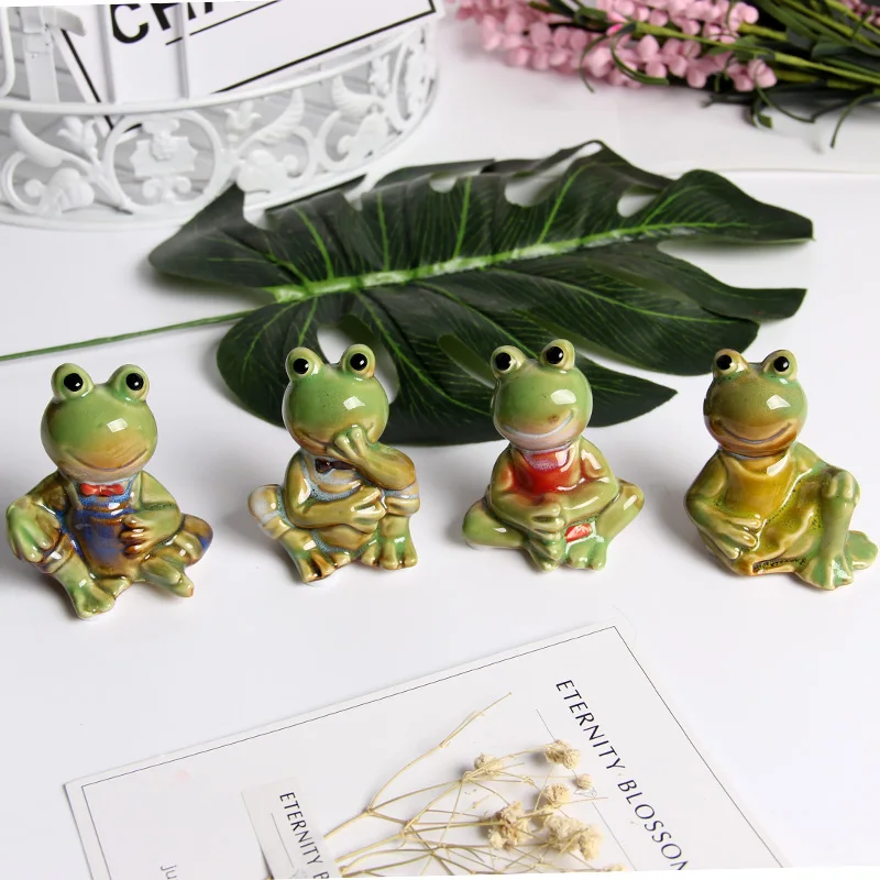 Забавные фигурки лягушек гостиной дома коллекционные милые керамические