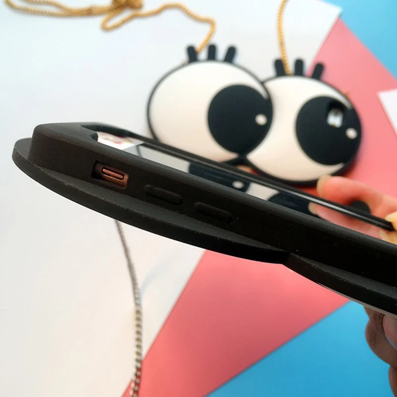 Fashion Big Eye Case with Strap for iPhone XS MAX XR X Silicone Shockproof 8 plus 7 6 6s 3D | Мобильные телефоны и