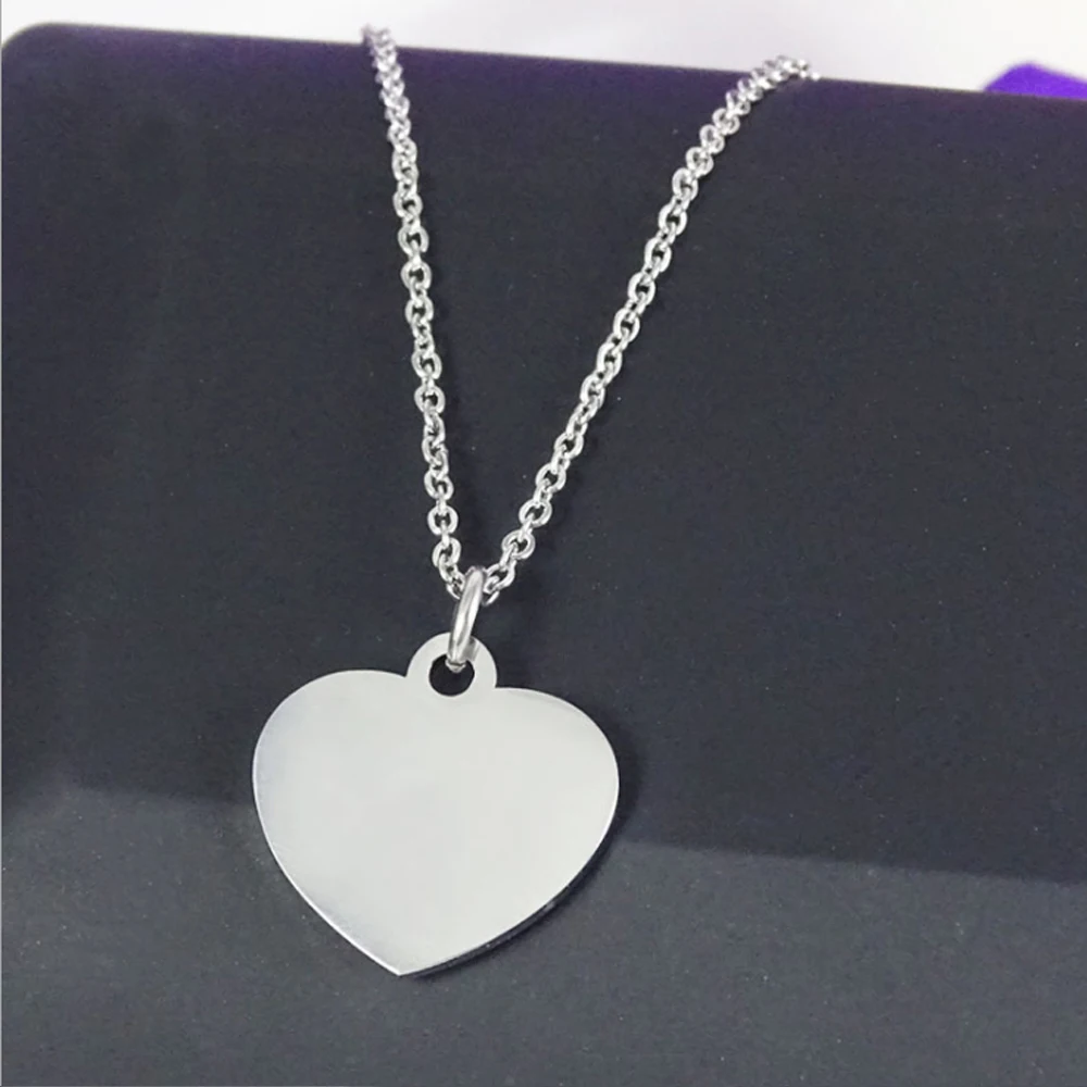 Stainless Steel Heart Necklace Engrave Name Logo Text Necklace-Custom Charms Laser Your Own Small Quantity | Украшения и