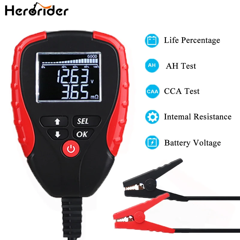 

Digital 12V Car Battery Tester Battery Load Tester and Analyzer of Battery Life Percentage Voltage Resistance and AH CCA Value