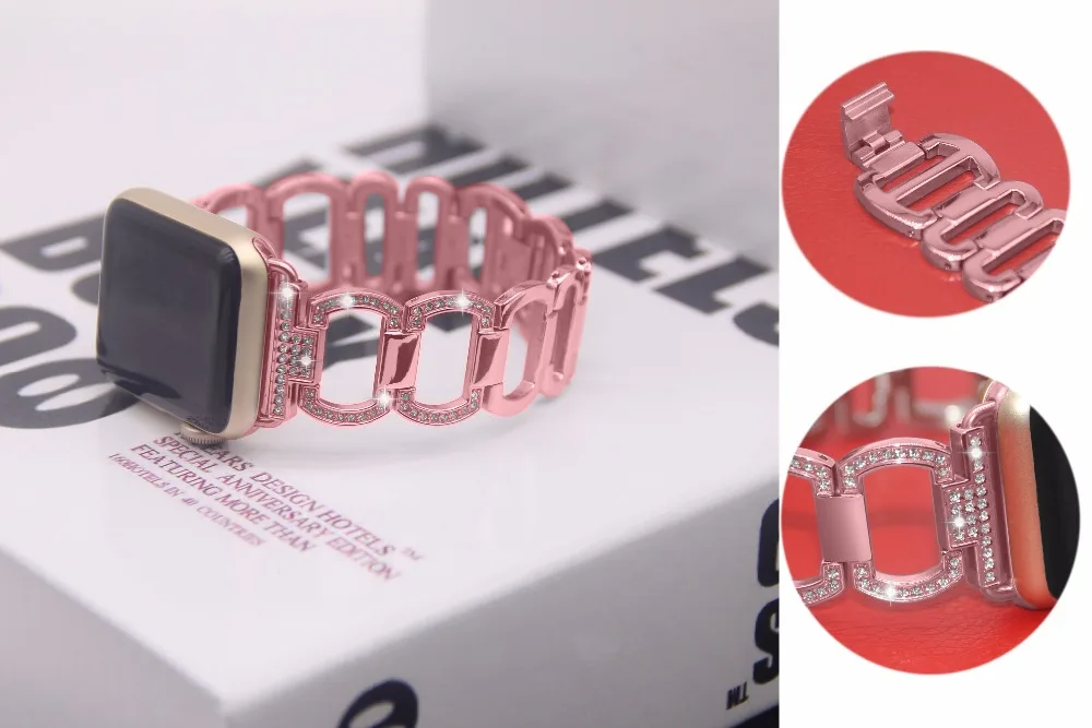 Ремешок из нержавеющей стали для Apple Watch, стразы, бриллиантовые полосы 38 мм, 42 мм, серия 3, 2, 1, для Apple Watch 40 мм, 44 мм, серия 4, 5