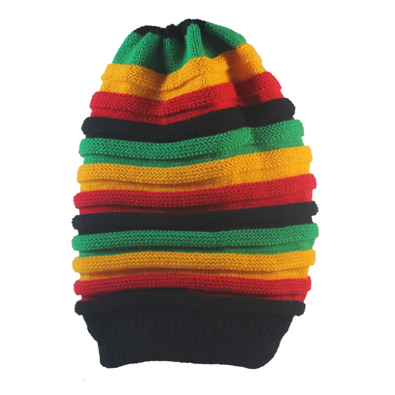 Мужские и женские шерстяные вязаные шапки в полоску Jamaica Rasta Reggae Rainbow повседневные