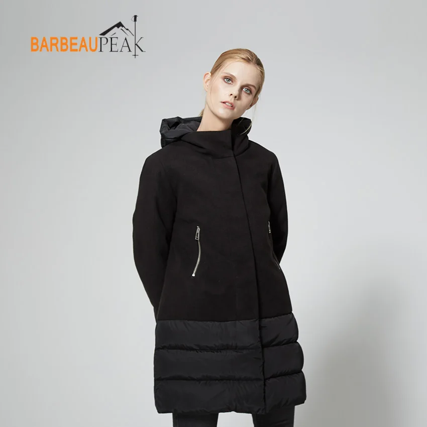 Barbeaupeak Для женщин с капюшоном Подпушка куртка 90% белая утка длинный рукав длинные