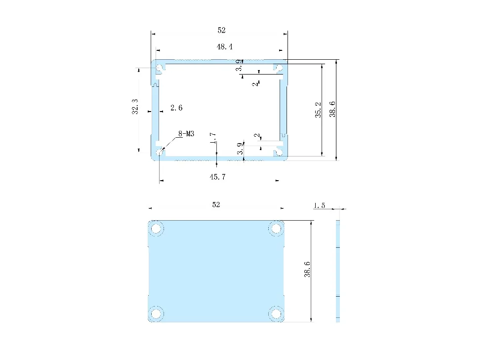 YGK 038 52*38 80 мм (ШхВ L) Алюминиевый корпус для проектов PCB экструзионный корпус|shell| |