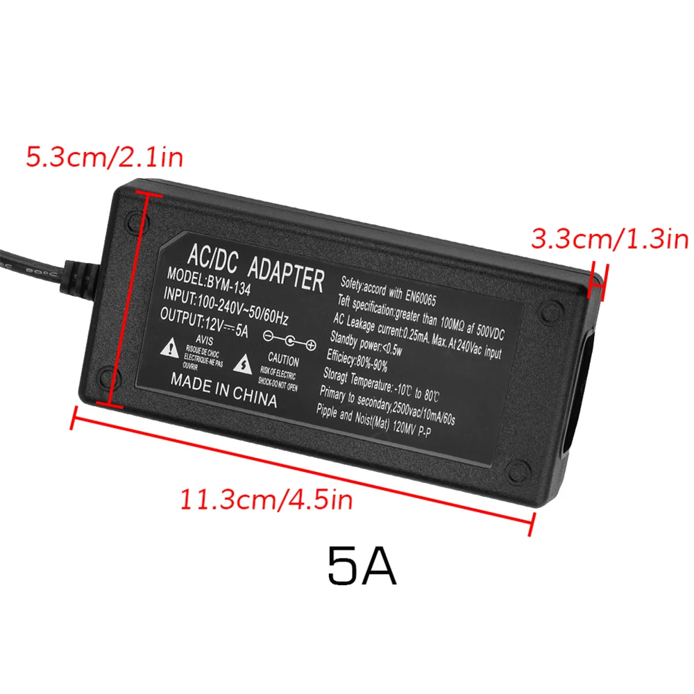 Адаптер питания для светодиодной ленты 12 В 5 А AC DC 5050 3528 источник стандартная