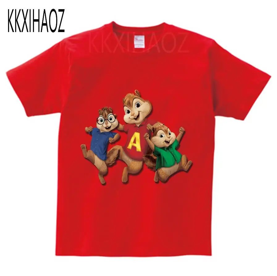 red childreT-shirt Куртки «Элвин и Бурундук», красная хлопковая футболка, коллекция года, Детская летняя одежда с короткими рукавами, одежда для мальчиков и девочек NN - Цвет: red childreT-shirt