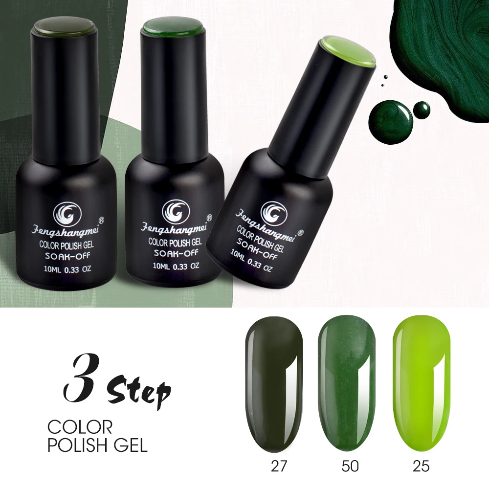 Fengshangmei Nail Gel Polish Enamels Manicure Soak Off Led Color Uv Gel Varnishes Hybrid 10ml