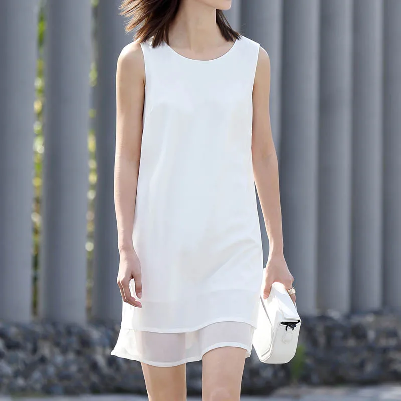 Индивидуальный стиль новинка летнее шифоновое двухслойное платье без рукавов с