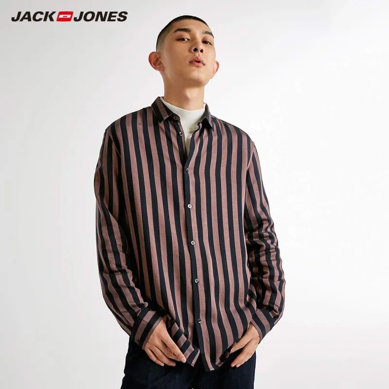 JackJones мужская Повседневная Свободная полосатая рубашка с длинными рукавами |