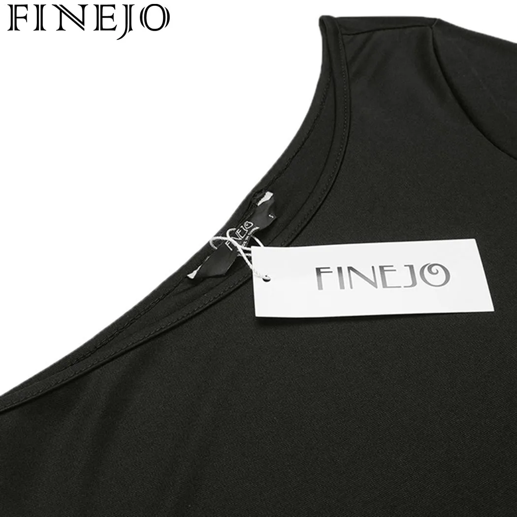 Женское платье на одно плечо FINEJO однотонное вечернее с длинным рукавом модное