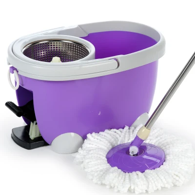 creampurple Вращающаяся Швабра мопед без ног ручная мойка ведро с автоматическим отжимом швабры вращающаяся Швабра влажное и сухое моющее ведро - Цвет: creampurple
