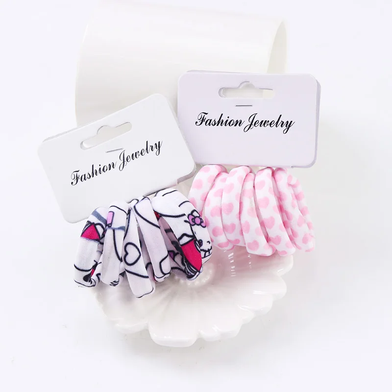 6 шт./компл. и девочек милый цветной принт нейлоновые мягкие эластичные резинки