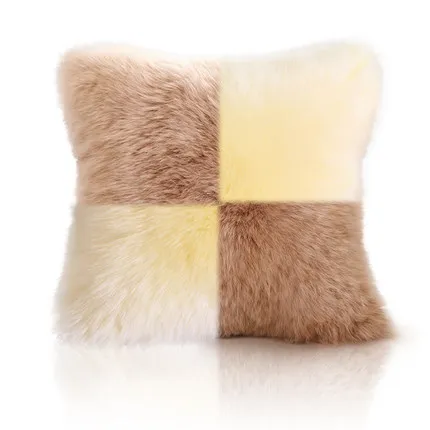 camel and white Карамельный цвет, домашняя Роскошная мягкая флисовая подушка из искусственного меха, наволочка декоративное покрывало, чехлы на подушки, длинный мех, без подушки - Цвет: camel and white