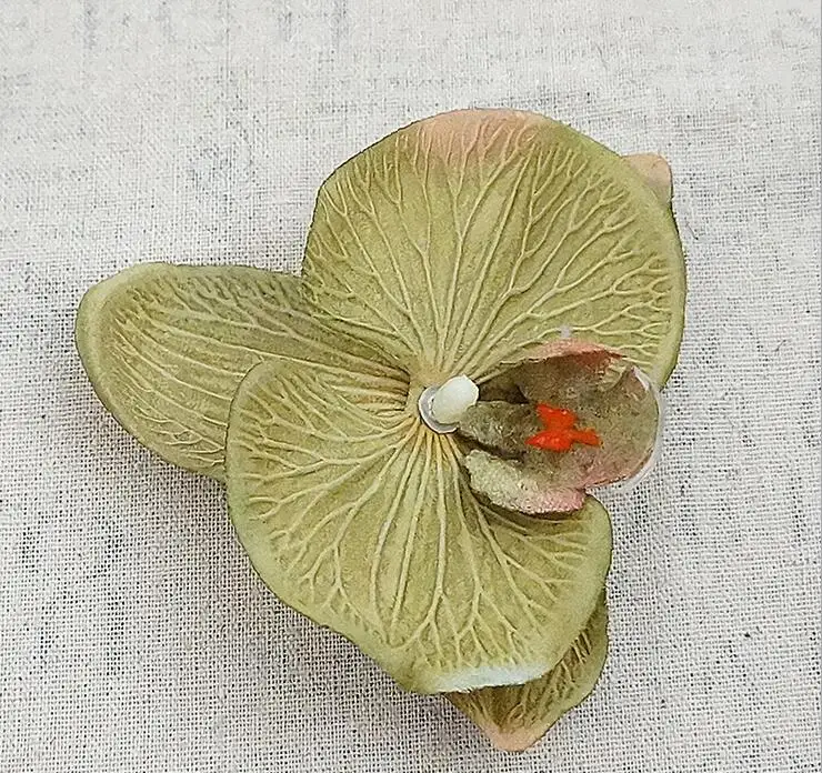 Green Бабочка Орхидея головы 13 см/11 см шляпа одежда DIY Высокое качество шелковые цветы для дома Свадебные украшения Искусственный Цветок голова - Цвет: Green