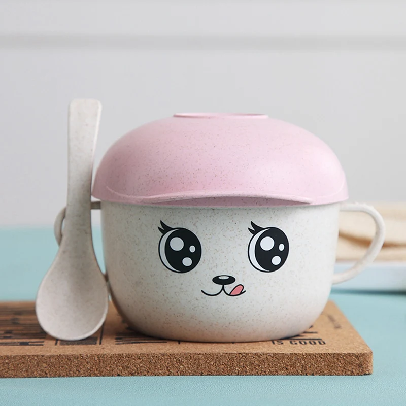 2Pc/set Baby Dishes Baby Food Storage Cartoon Pattern Bowl Spoon Set For Kids Children Tableware Eco-friendly Baby Training Bowl