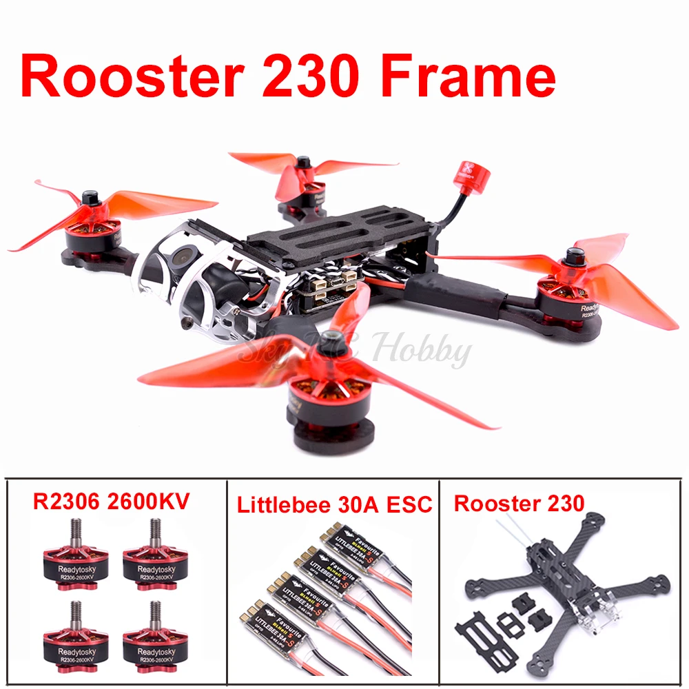 Комплект квадрокоптера петух 230 225 мм R2306 2600kv мотор Littlebee 30A BLHeli-s ESC Naze32/F3 управление полетом 700TVL камера TS5828