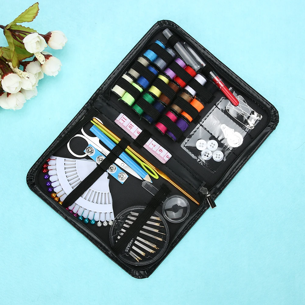 91 шт. набор швейных ниток и катушек для пуговиц шитья домашний дорожный коробок