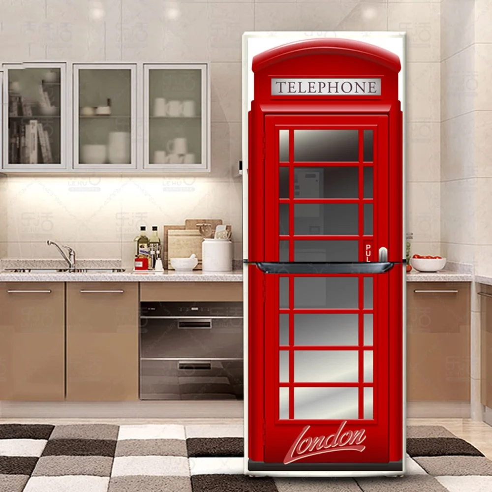 DIY телефон BoothPVC Водонепроницаемый самоклеющиеся холодильник Стикеры дверь