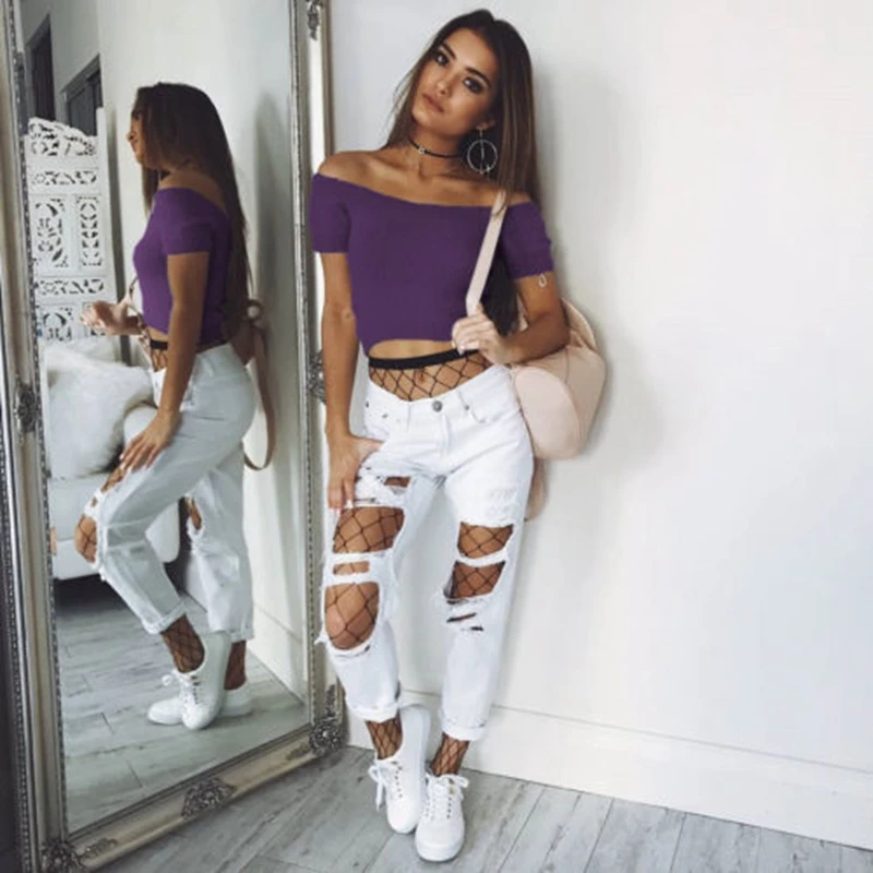 Новинка 2017 Женский вязаный свитер с открытыми плечами и коротким рукавом