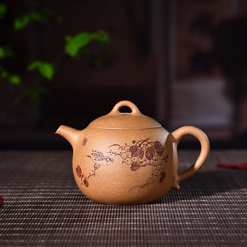 

260ml Genuine Yixing Zisha Tea Pot Famous Handmade Raw Ore Section Mud Round Bead Teapot Kung Fu Tea Kettle Free Shipping