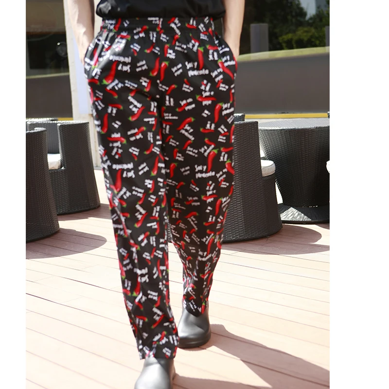 2015новый ресторан кухня гостинца официант Шеф повар брюки 100% хлопок Красный перец