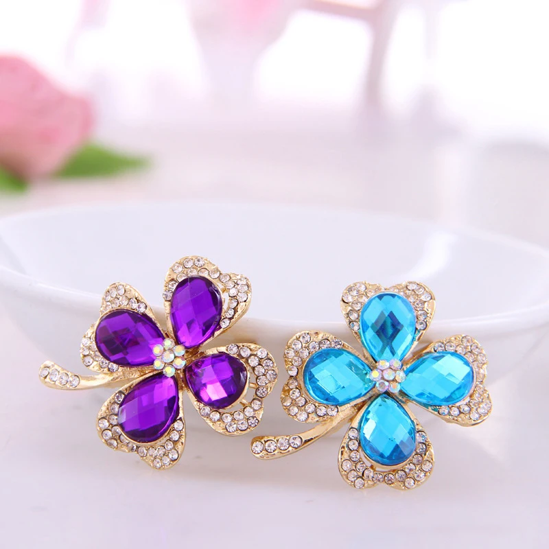 Dishranfashion фиолетовая брошь в виде листьев свадебный цветок Кристалл горный