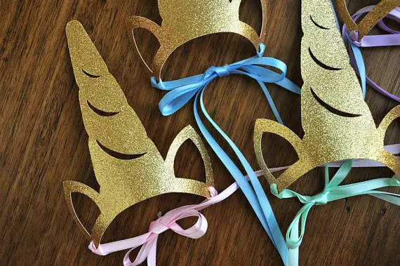 6 шт. тематическая вечеринка на день рождения с единорогом Золотая блестящая