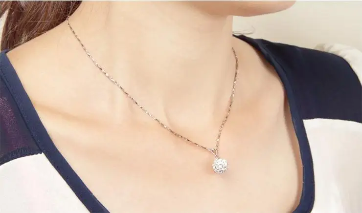 100% Стерлинговое Серебро 925 пробы модный шар Шамбала блестящий кристалл Дамская